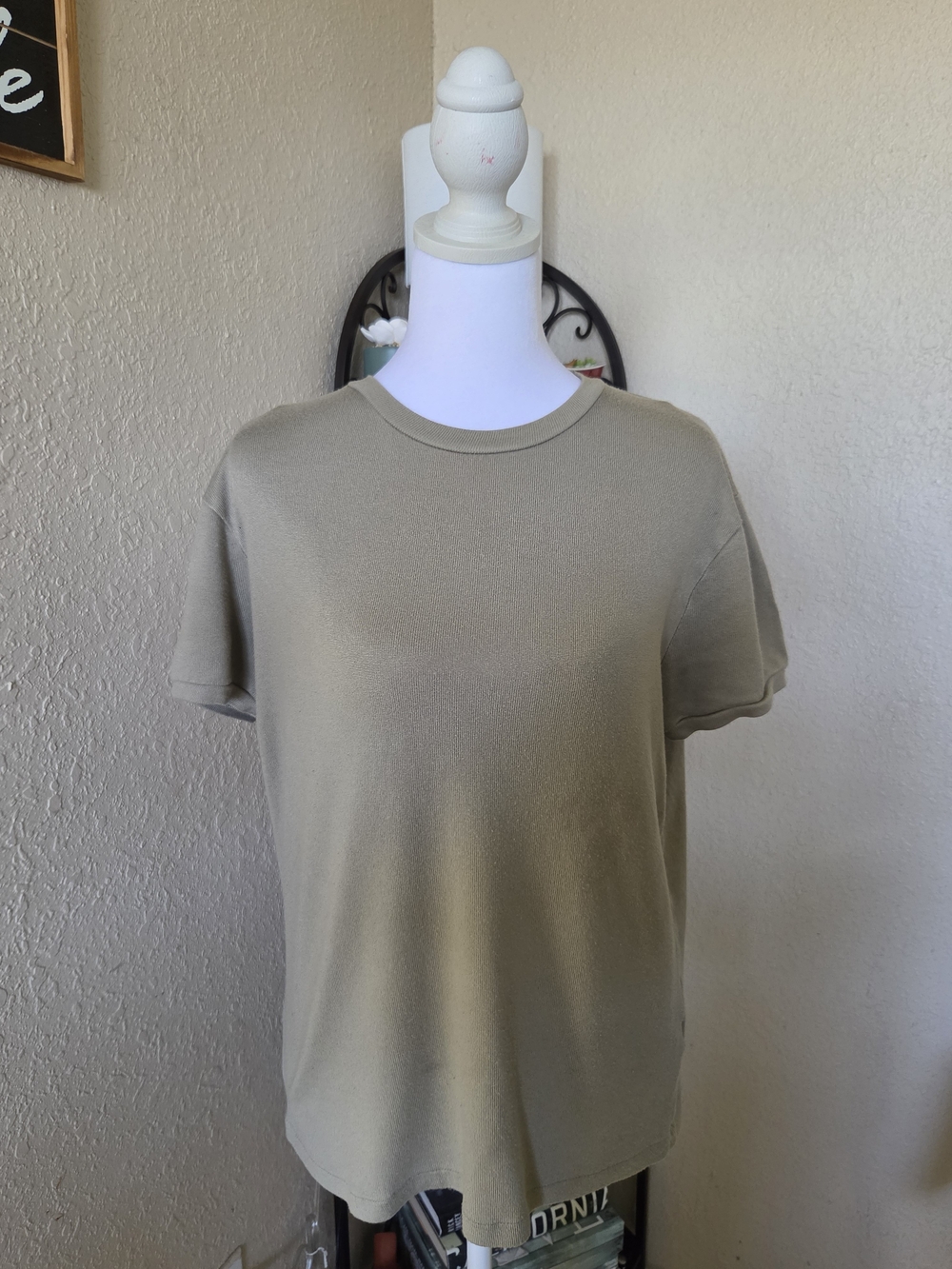 Zara Olive Crew Neck Short Sleeve Tee